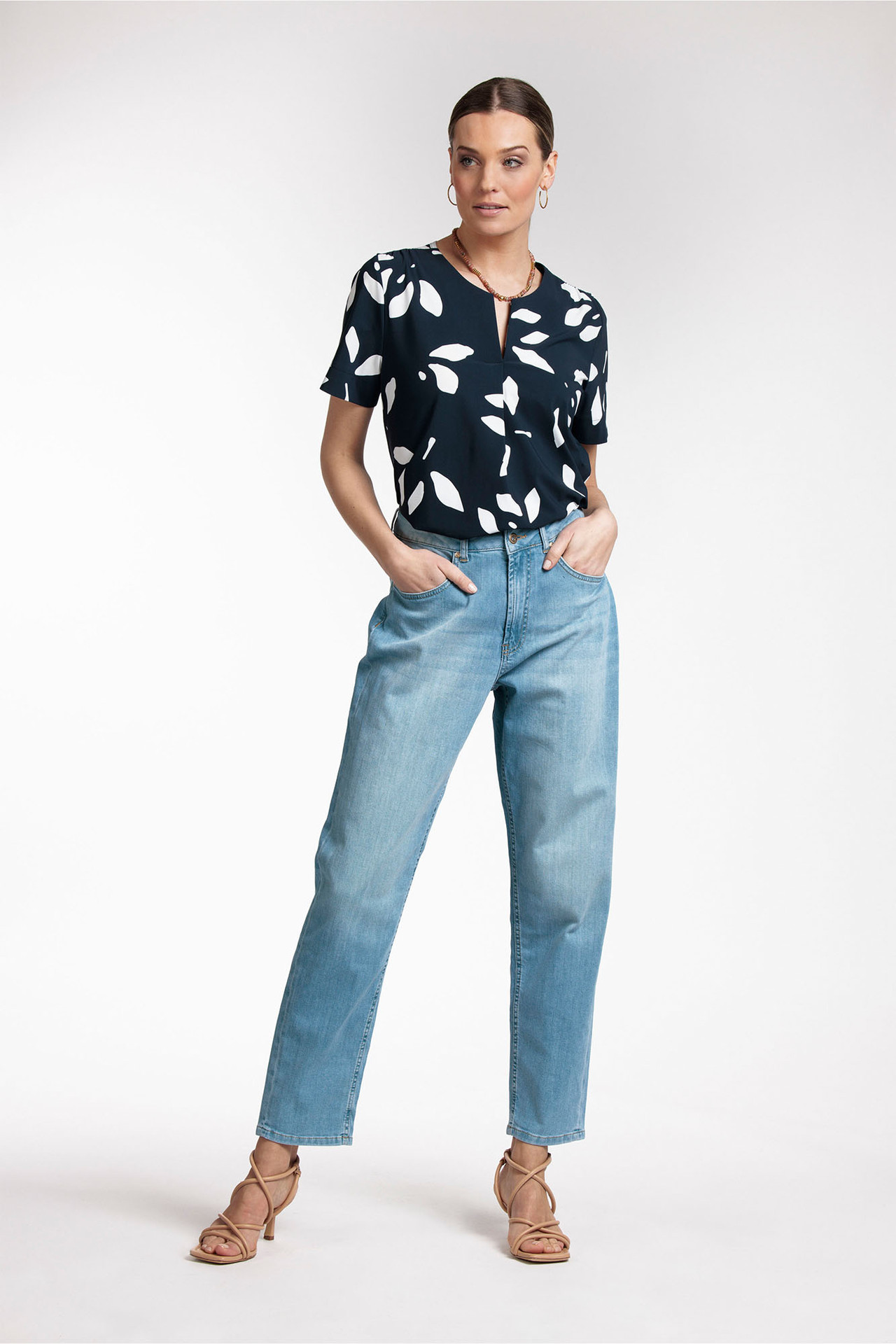 Studio Anneloes Kiki Big Flower Shirt Dark blue/Offwhite