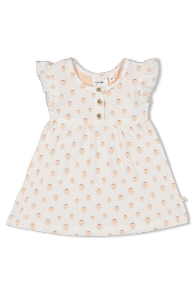 Feetje Jurk Ruches AOP Strawberry Fields Offwhite