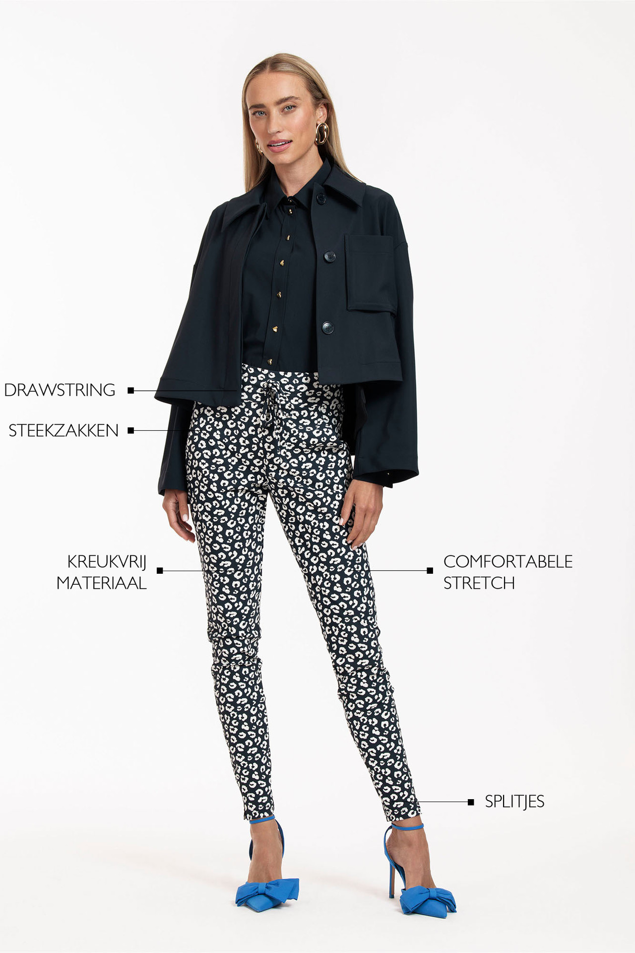 Studio Anneloes Stairdown Leopard Trousers Dark blue/Kit