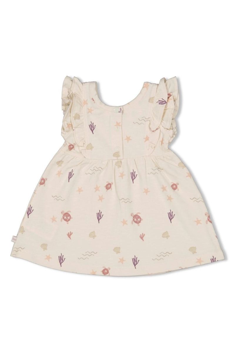 Feetje Jurk Ruches AOP Starfish Wishes Offwhite