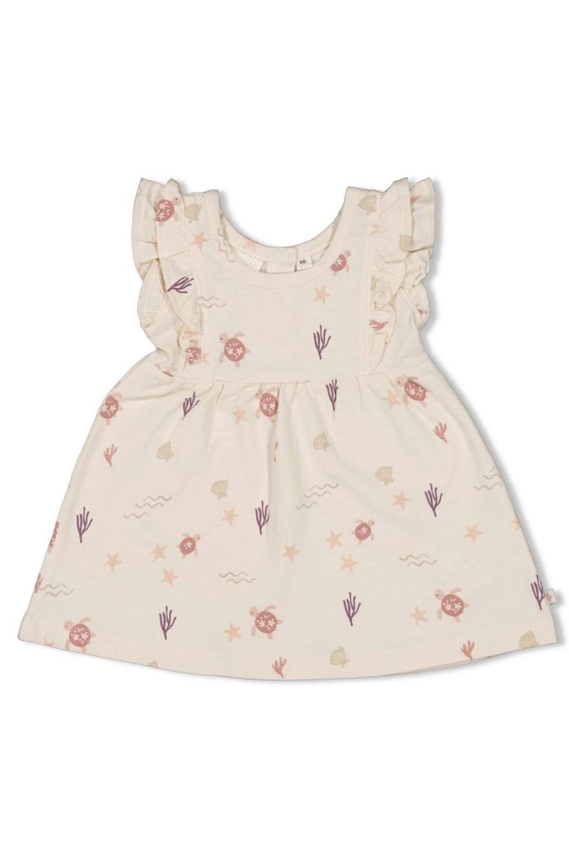 Feetje Jurk Ruches AOP Starfish Wishes Offwhite