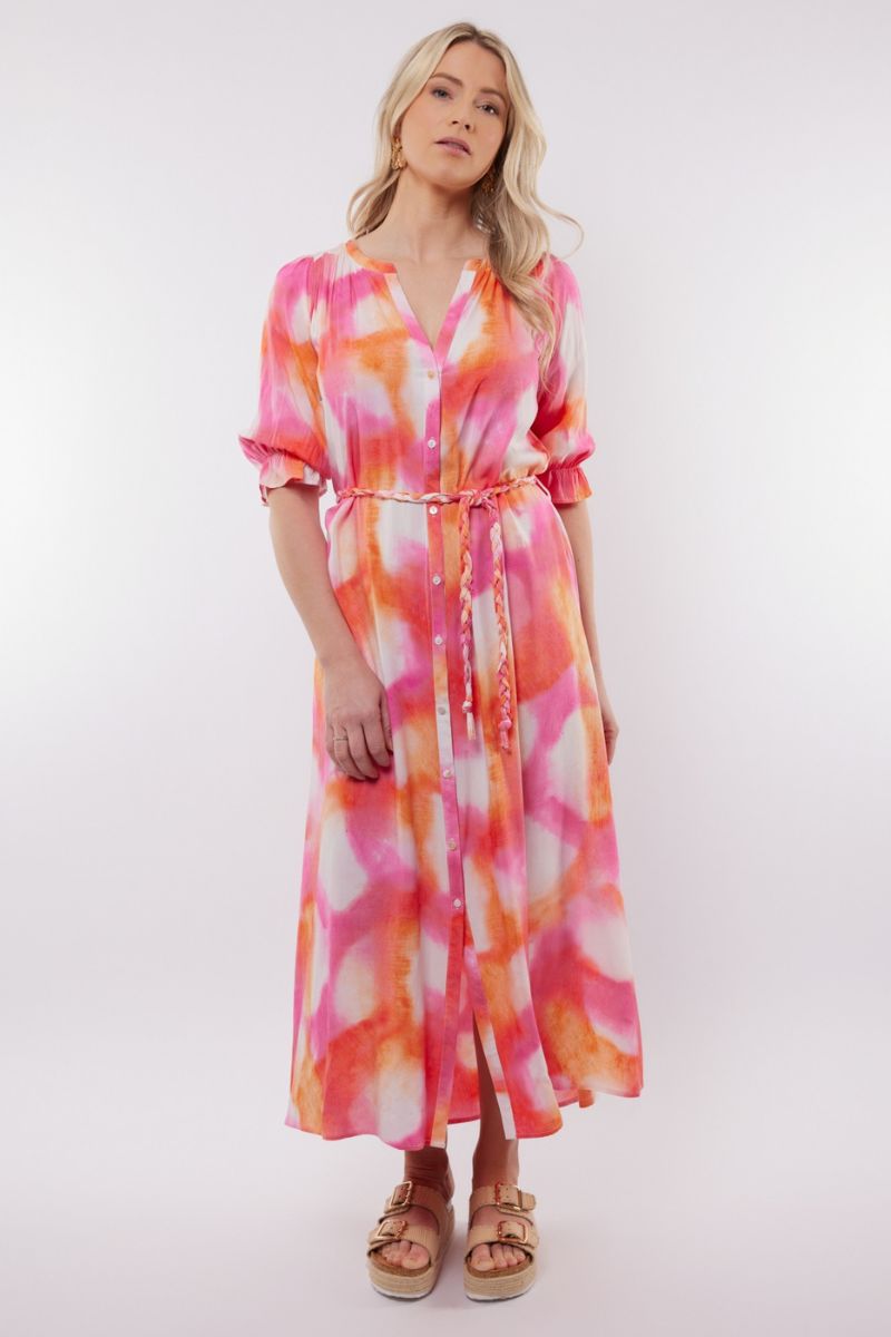 C&S The Label Amalfi Dress Super Pink/Color MIx