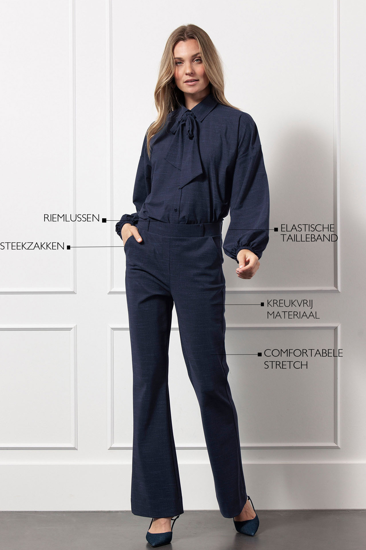 Studio Anneloes Flair Bnd Denim Trousers Dark Blue/Black