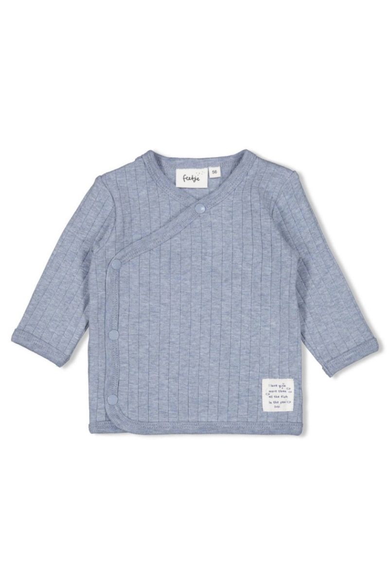 Feetje Overslagshirt Rib Blue Ocean Blauw Melange