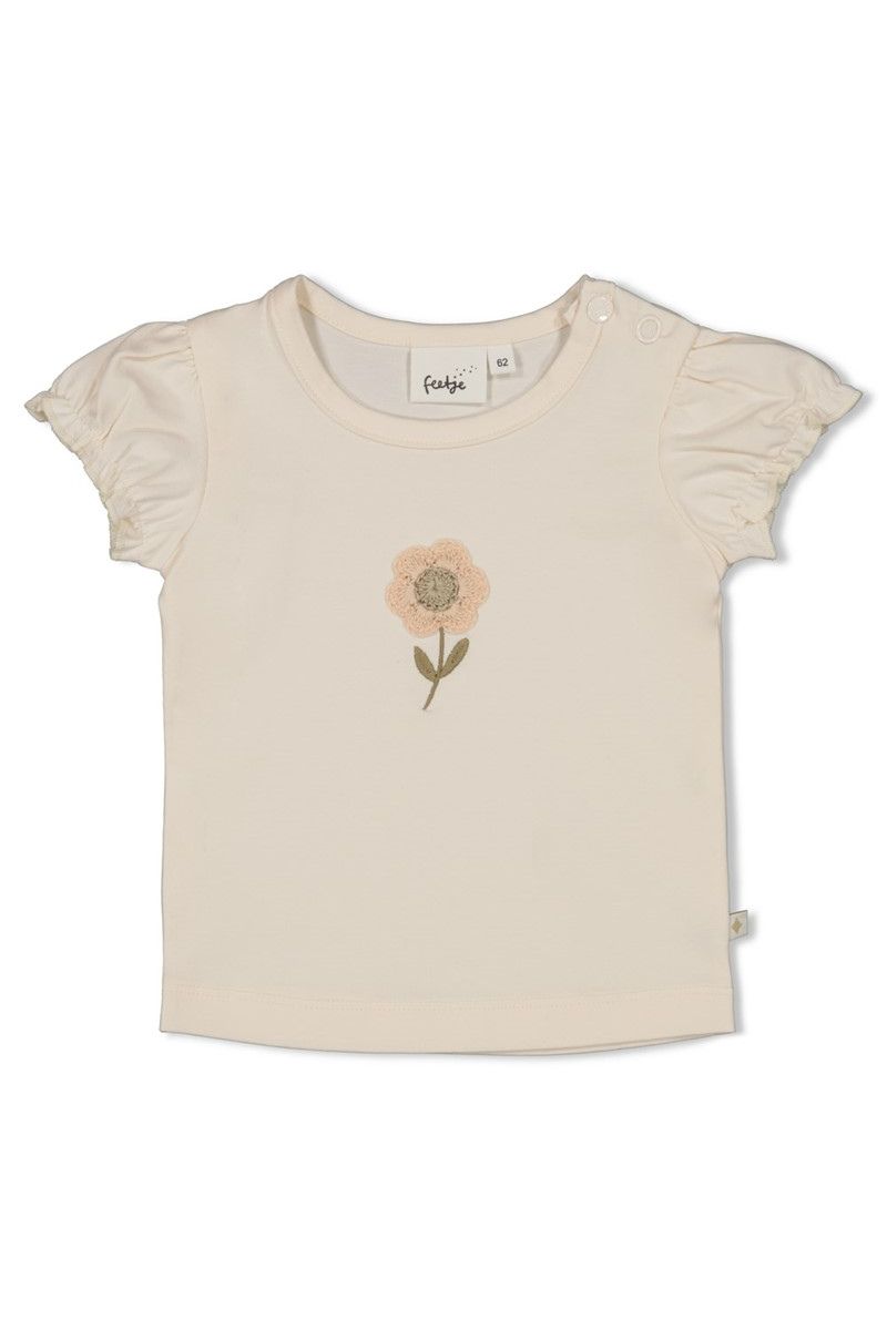 Feetje Shirt Crochet Bloem Let Your Dreams Blossom Offwhite