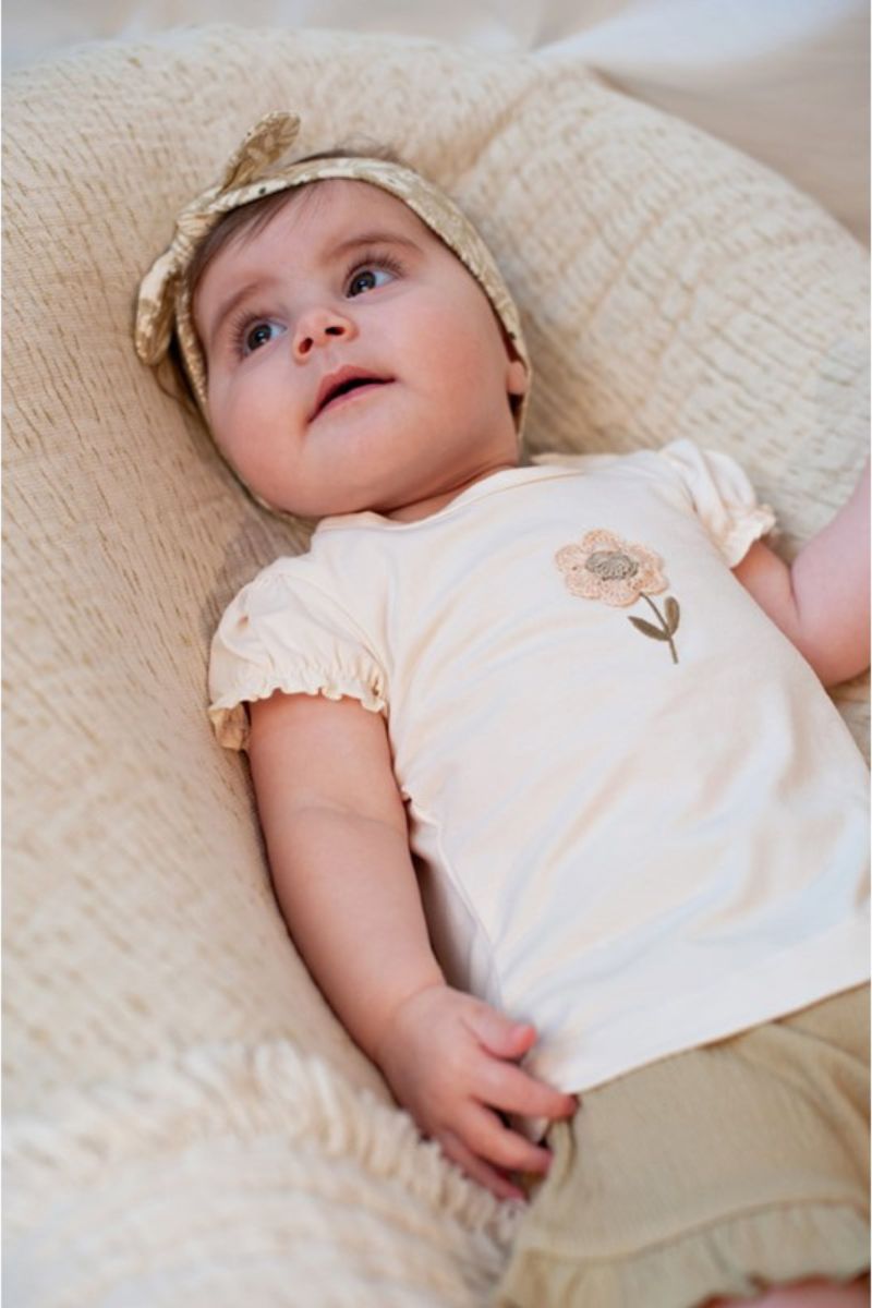 Feetje Shirt Crochet Bloem Let Your Dreams Blossom Offwhite