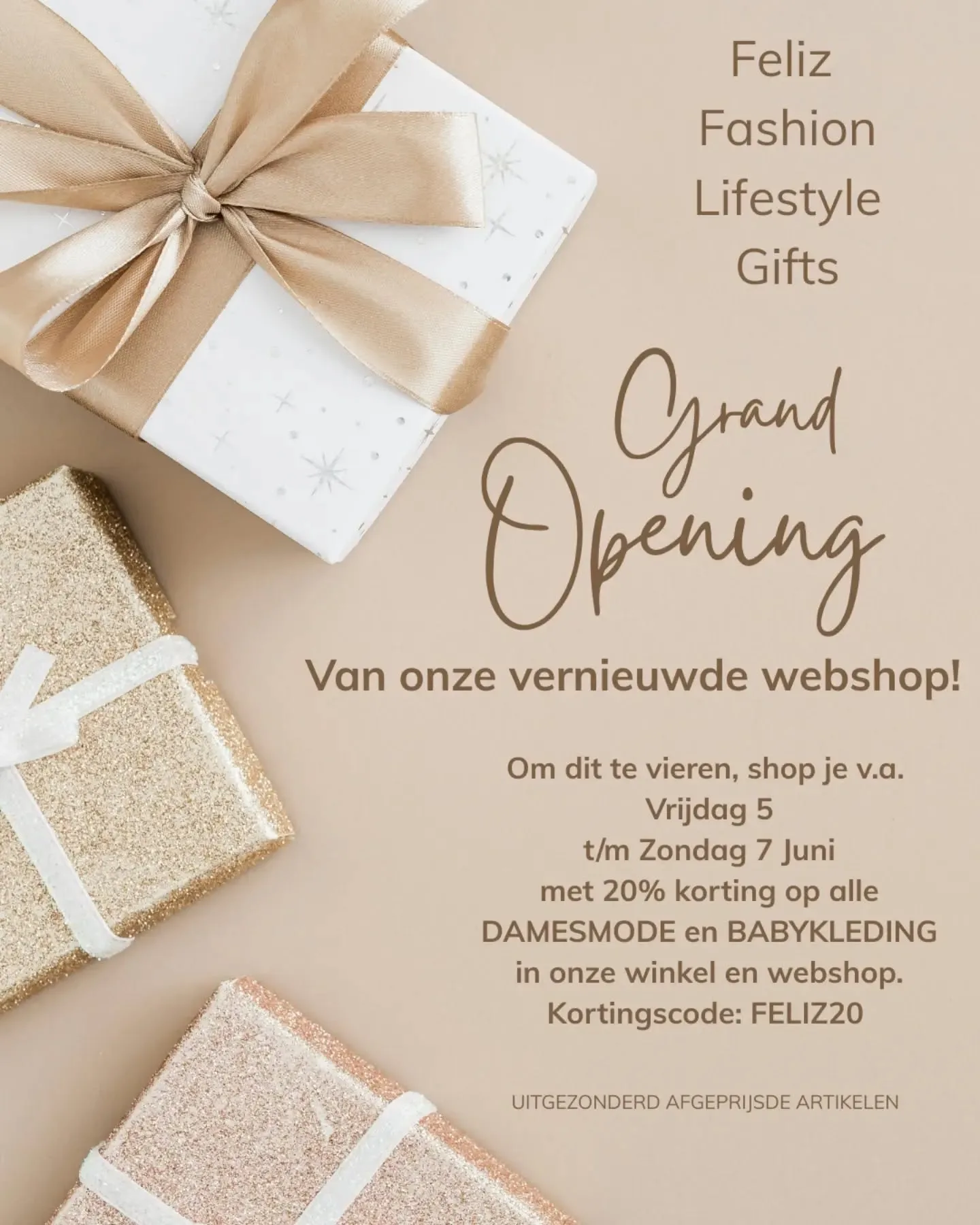 🥳 WE ZIJN LIVE!🥳
Met trots presenteren wij onze compleet vernieuwde webshop! We hebben achter de schermen keihard gewerkt om het winkelen voor jou nóg makkelijker, sneller en overzichtelijker te maken. Om dat te vieren, shop je v.a. vandaag 09:00 t/m Zondag 23:59 met 2️⃣0️⃣% korting op dames-en babymode! Dit in onze winkel en webshop, hier met de kortingscode: FELIZ20 
KOM GEZELLIG LANGS OF NEEM DIRECT EEN KIJKJE ONLINE, wij zijn benieuwd wat jij er van vindt??🩷  www.feliz-fashion.nl 
( De actie 20% korting is inmiddels gesloten)

#webshoplive #vernieuwd #trots  #grandopening #feest